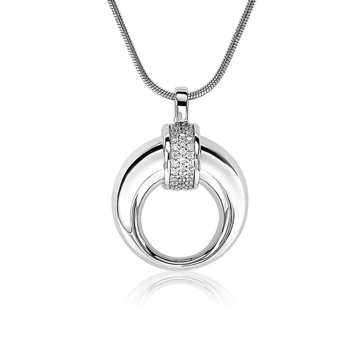 ZINZI zilveren hanger massief rond wit 21mm ZIH1865