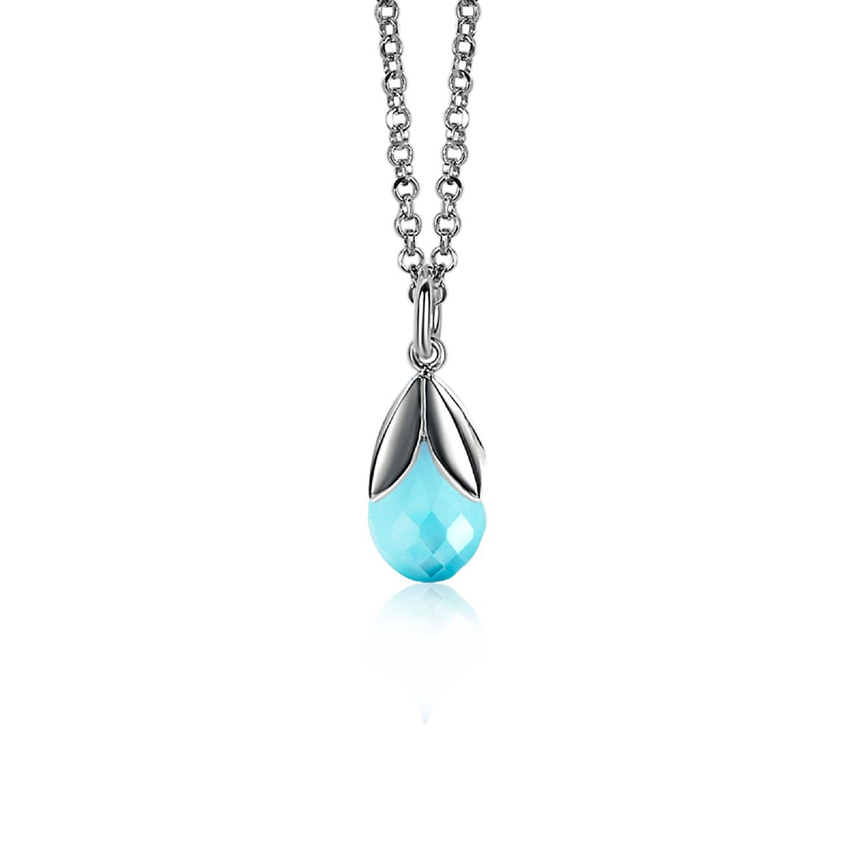 ZINZI zilveren hanger druppel blauw ZIH1877B