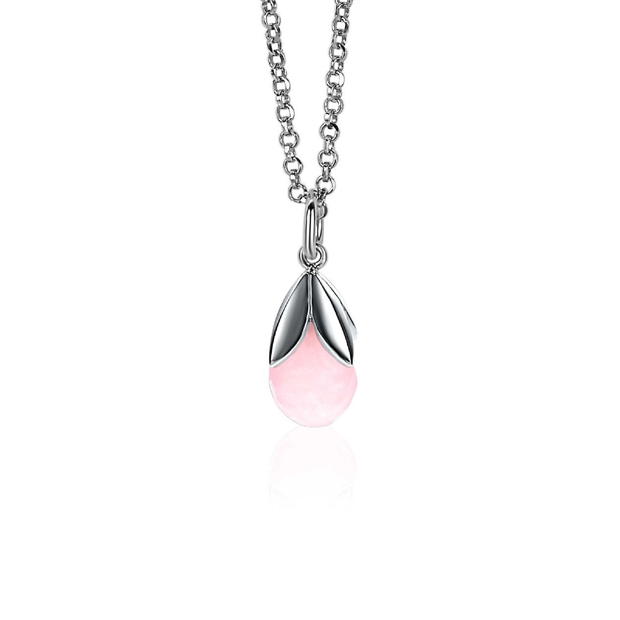 ZINZI zilveren hanger druppel roze ZIH1877R