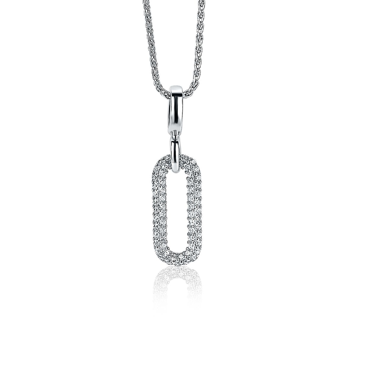 ZINZI zilveren luxe hanger ovaal wit 32mm ZIH1894