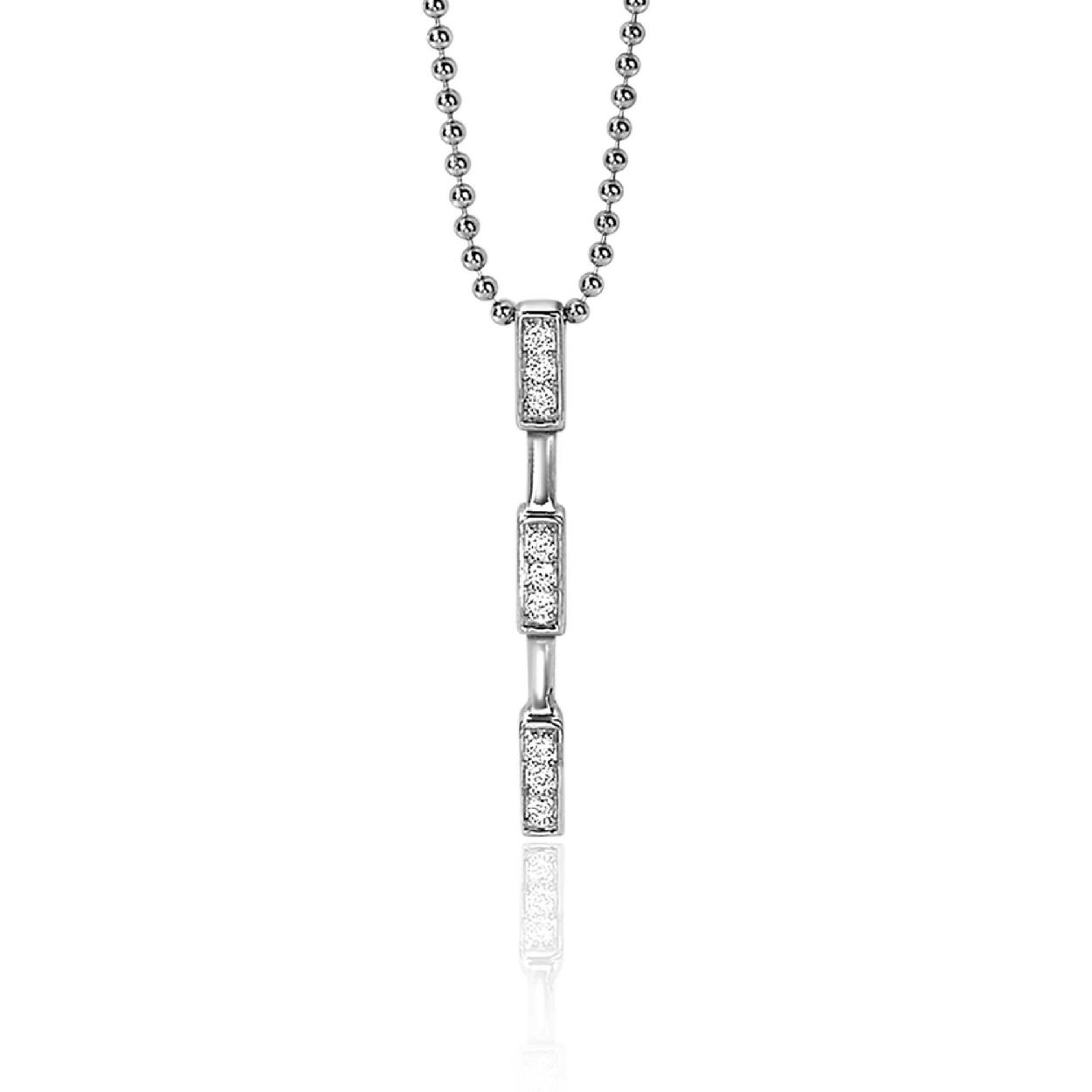 ZINZI zilveren hanger staafje 26mm witte zirconia's ZIH1958