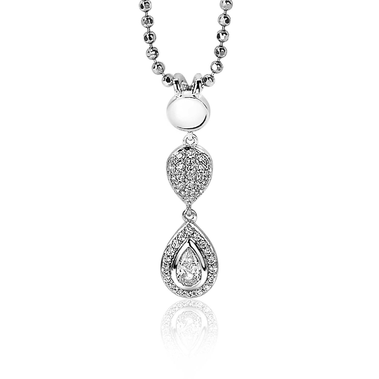 ZINZI zilveren hanger 26mm druppelvorm witte zirconia's ZIH1972