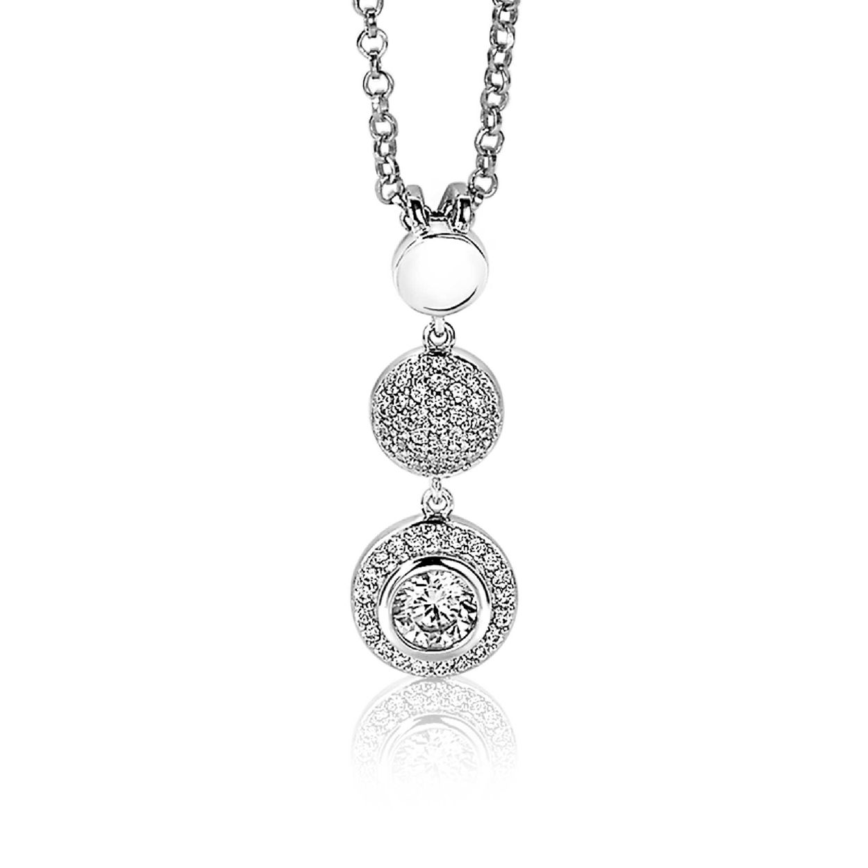 ZINZI zilveren hanger 26mm ronde vormen witte zirconia's ZIH1973