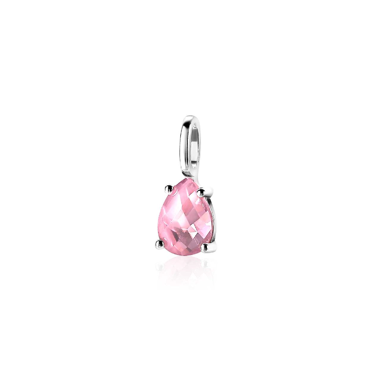 ZINZI zilveren hanger druppelvorm roze ZIH2070R