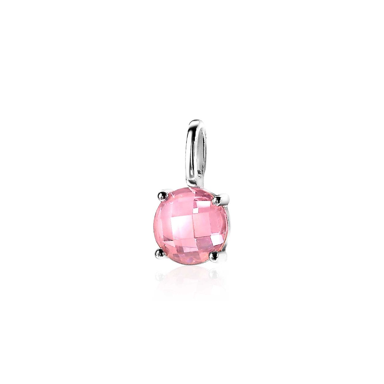 ZINZI zilveren hanger rond roze ZIH2072R