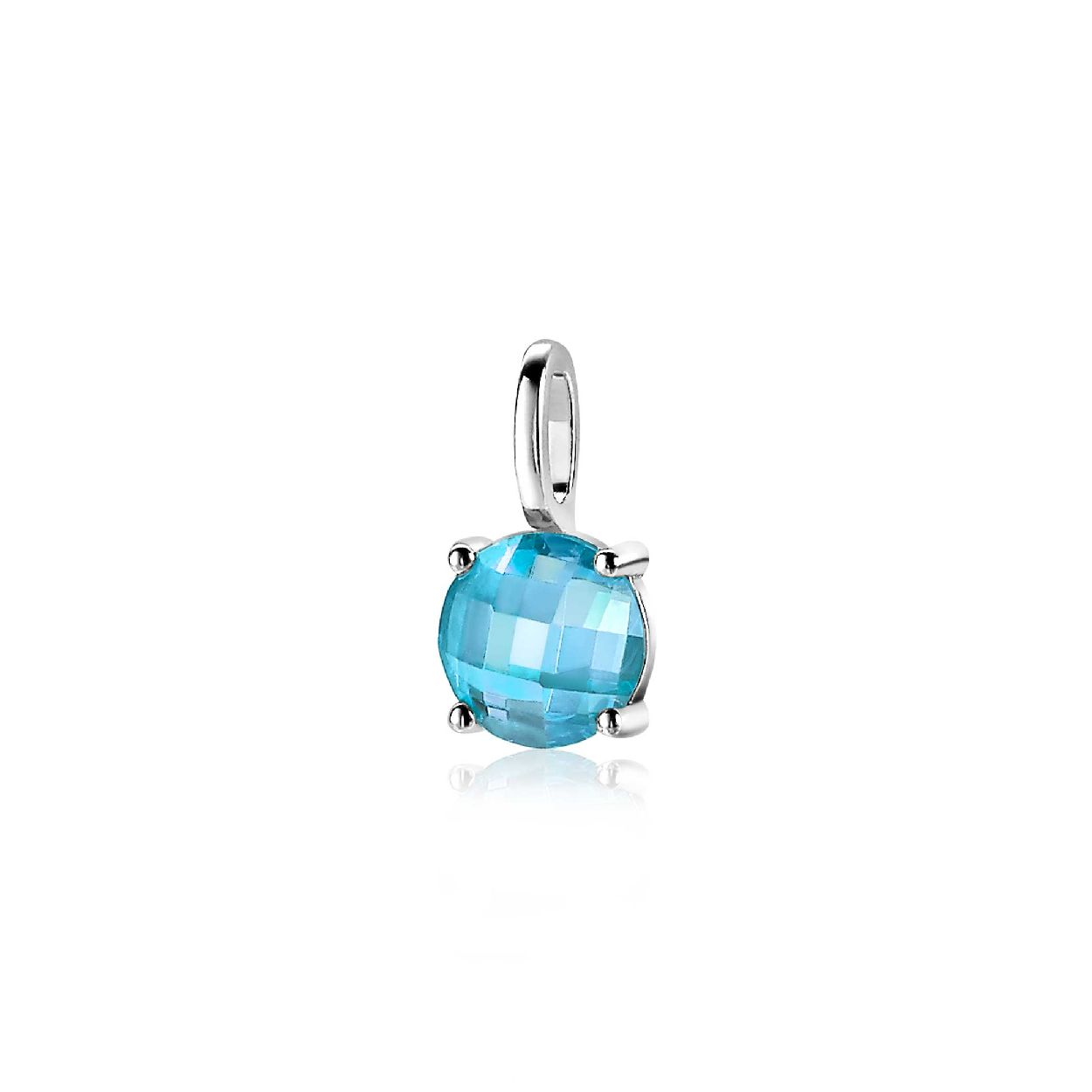 ZINZI zilveren hanger rond turquoise blauw ZIH2072T