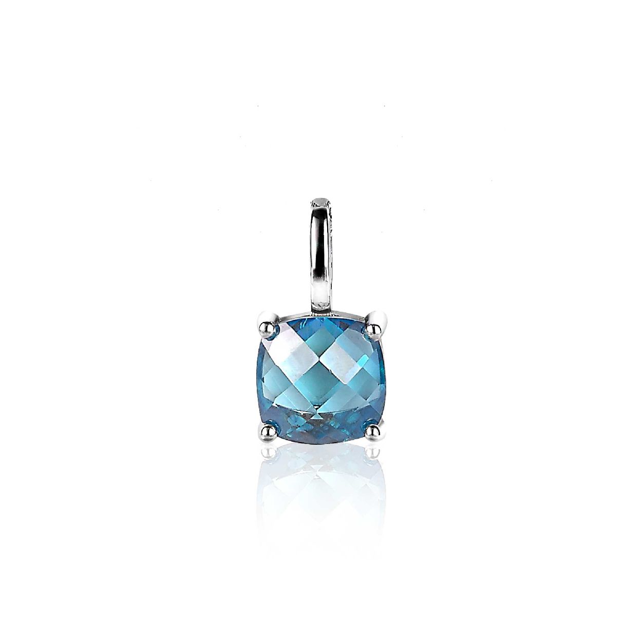 Zinzi zilveren hanger vierkant blauw zirkonia ZIH2073T