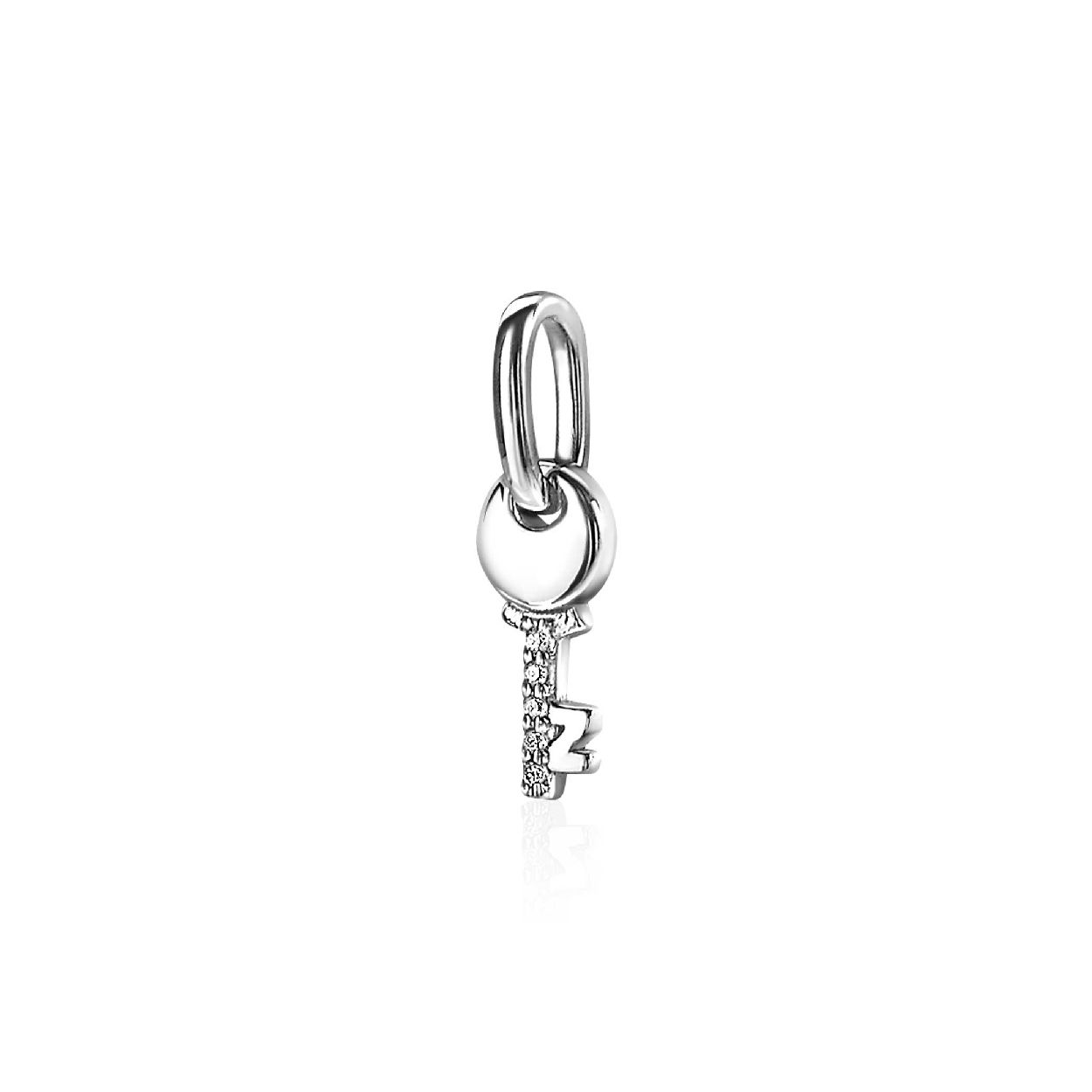 ZINZI zilveren hanger sleuteltje wit ZIH2081