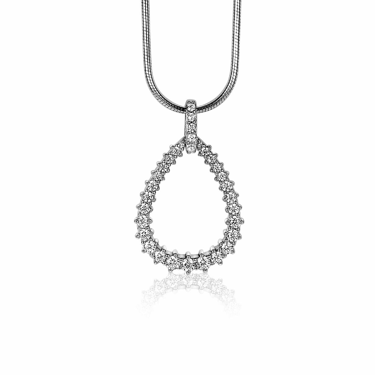 ZINZI zilveren luxe hanger 23 mm open druppelvorm witte zirconia's ZIH2123