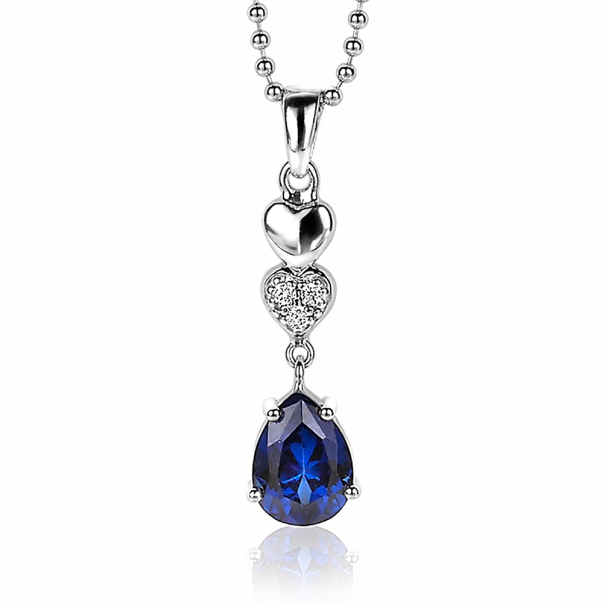 ZINZI zilveren hanger 24mm hartjes en peervorm wit blauw ZIH2124
