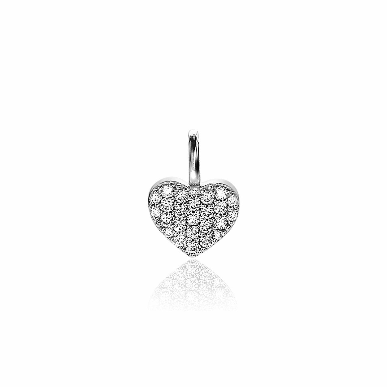 ZINZI zilveren hart hanger 13mm wit ZIH2139