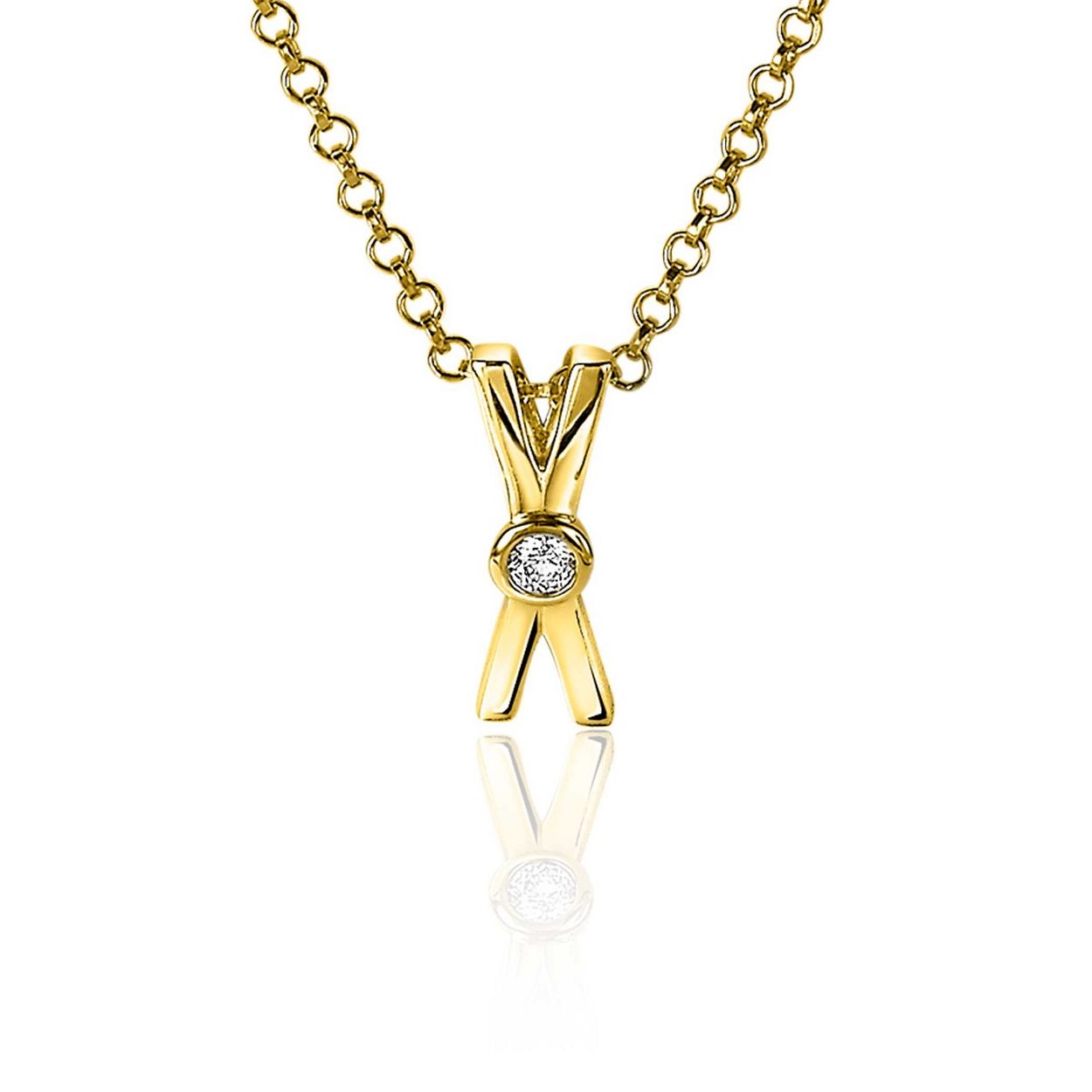 ZINZI zilveren hanger 14K geel verguld in langwerpige X-vorm. In het midden straalt één witte zirconia in ronde zetting. Combineer met een ketting naar wens. De hanger is exclusief collier geprijsd. Maak je look compleet met de bijbehorende oorringen! Ook verkrijgbaar in zilver. Vervaardigd van eerste gehalte zilver (925) en extra 14K geel verguld.
