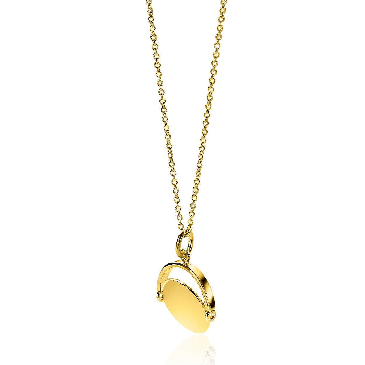 ZINZI zilveren hanger 14K geel verguld 27mm rond glimmend plaatje 18mm ZIH2217G