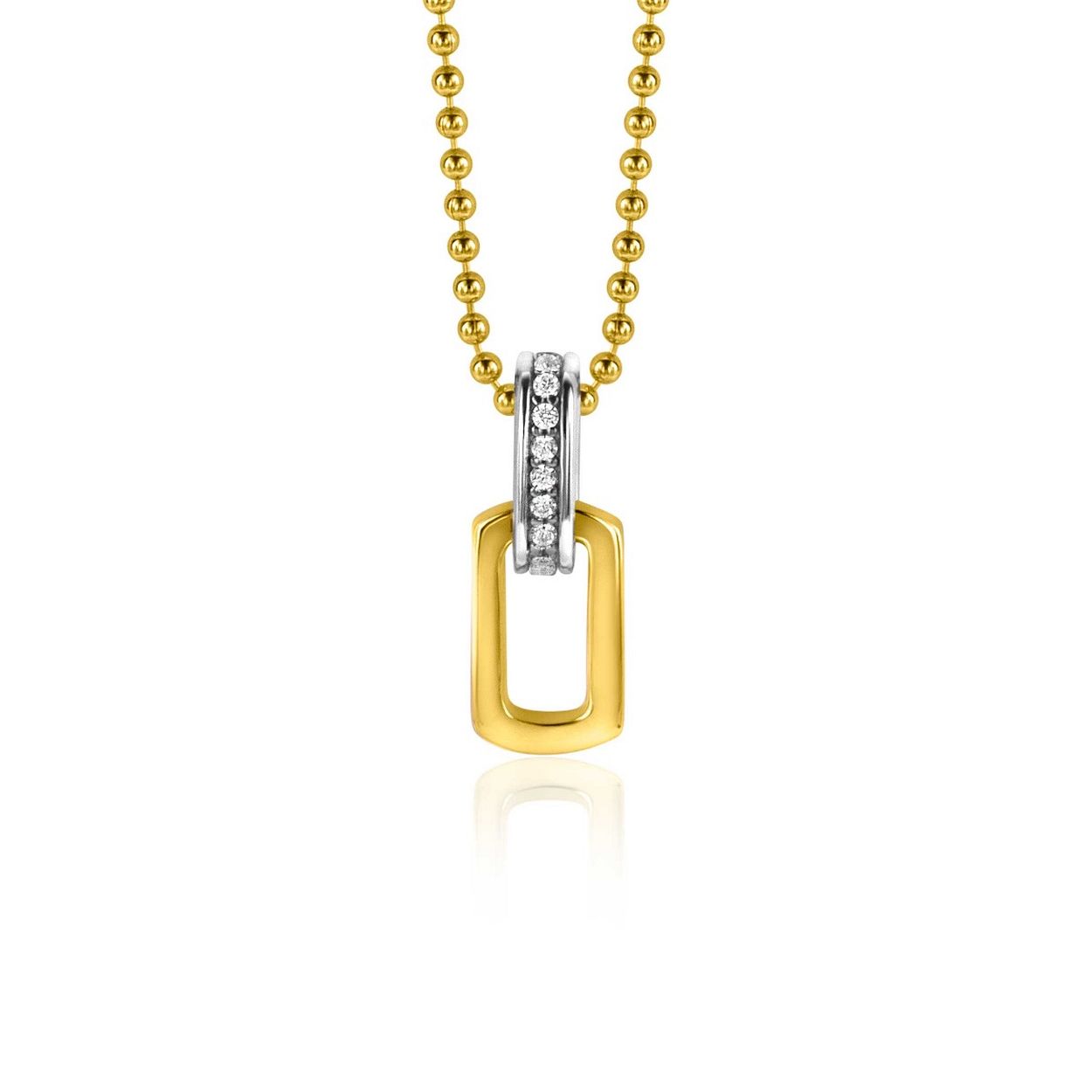 ZINZI gold plated zilveren ovale hanger 16mm met luxe hangoog bezet met witte zirconia's ZIH2297