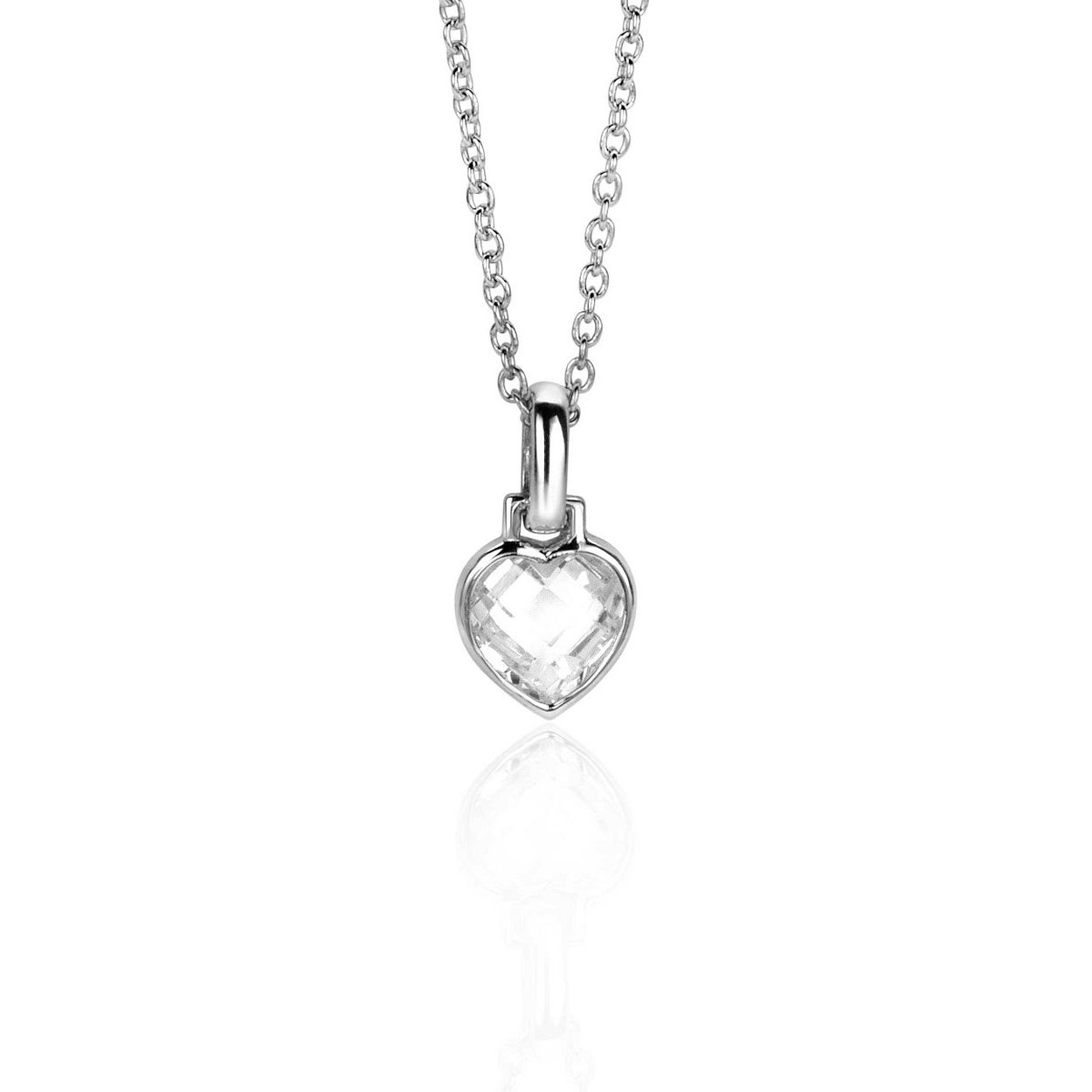 Zinzi zilveren hanger hart zirkonia