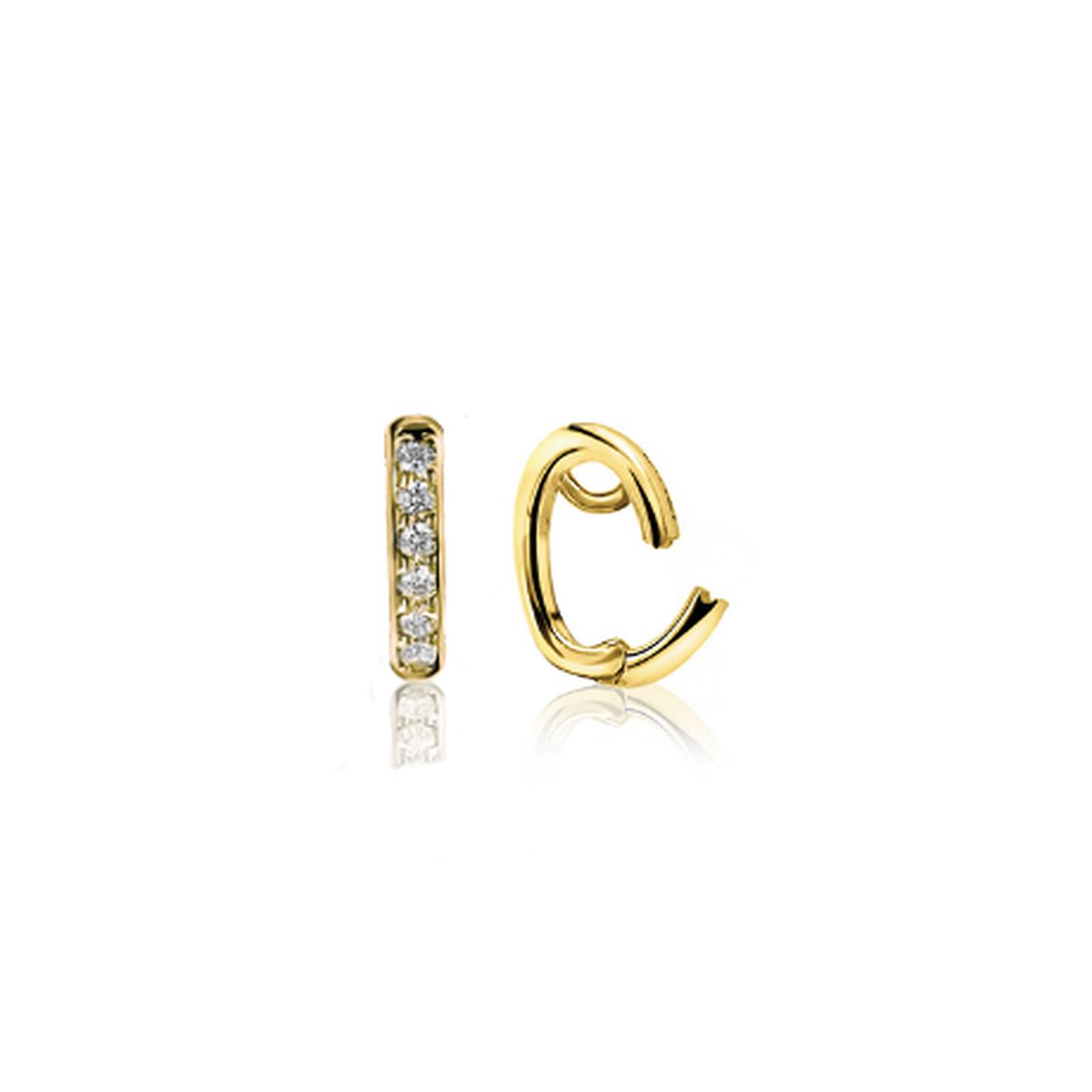 ZINZI gold plated zilveren hanger met witte zirconia's om je oorbedels aan te hangen ZIH2CHG