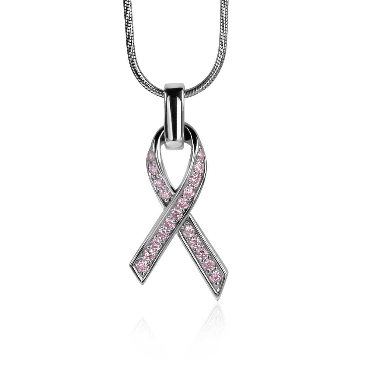 Zinzi zilveren Pink Ribbon hanger roze ZIH560