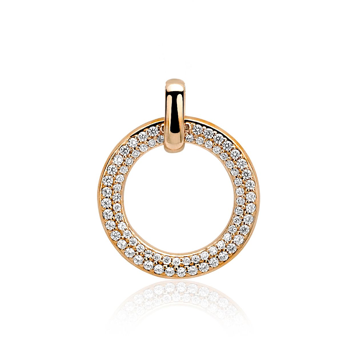 ZINZI zilveren ronde hanger rose verguld wit ZIH941