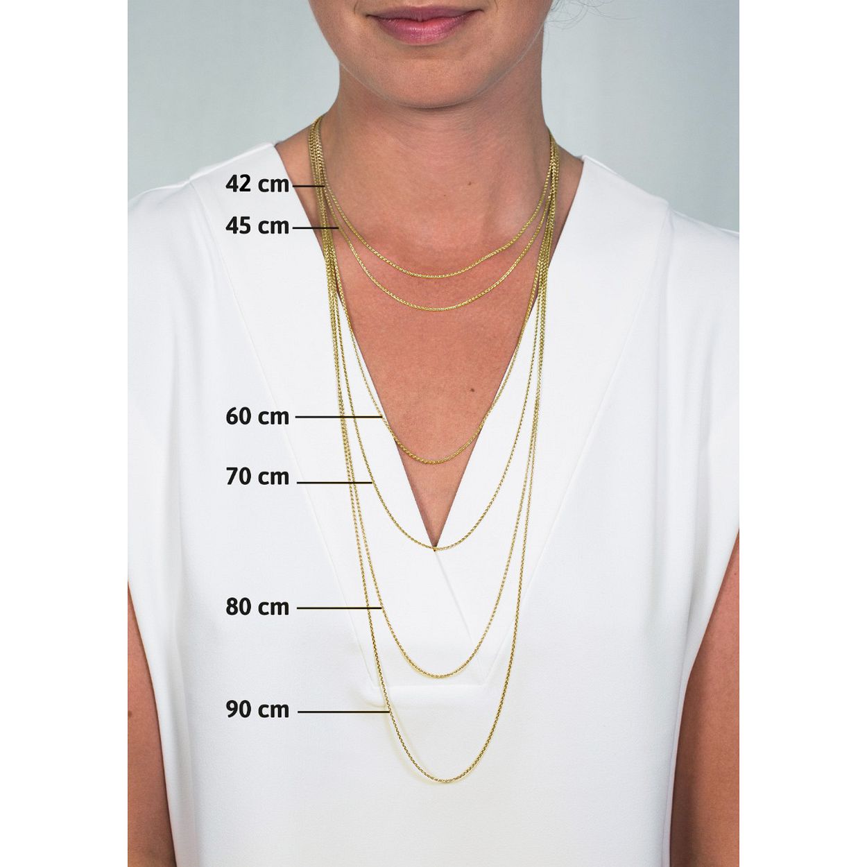 45cm ZINZI gold plated zilveren anker ketting ZILC-A45G