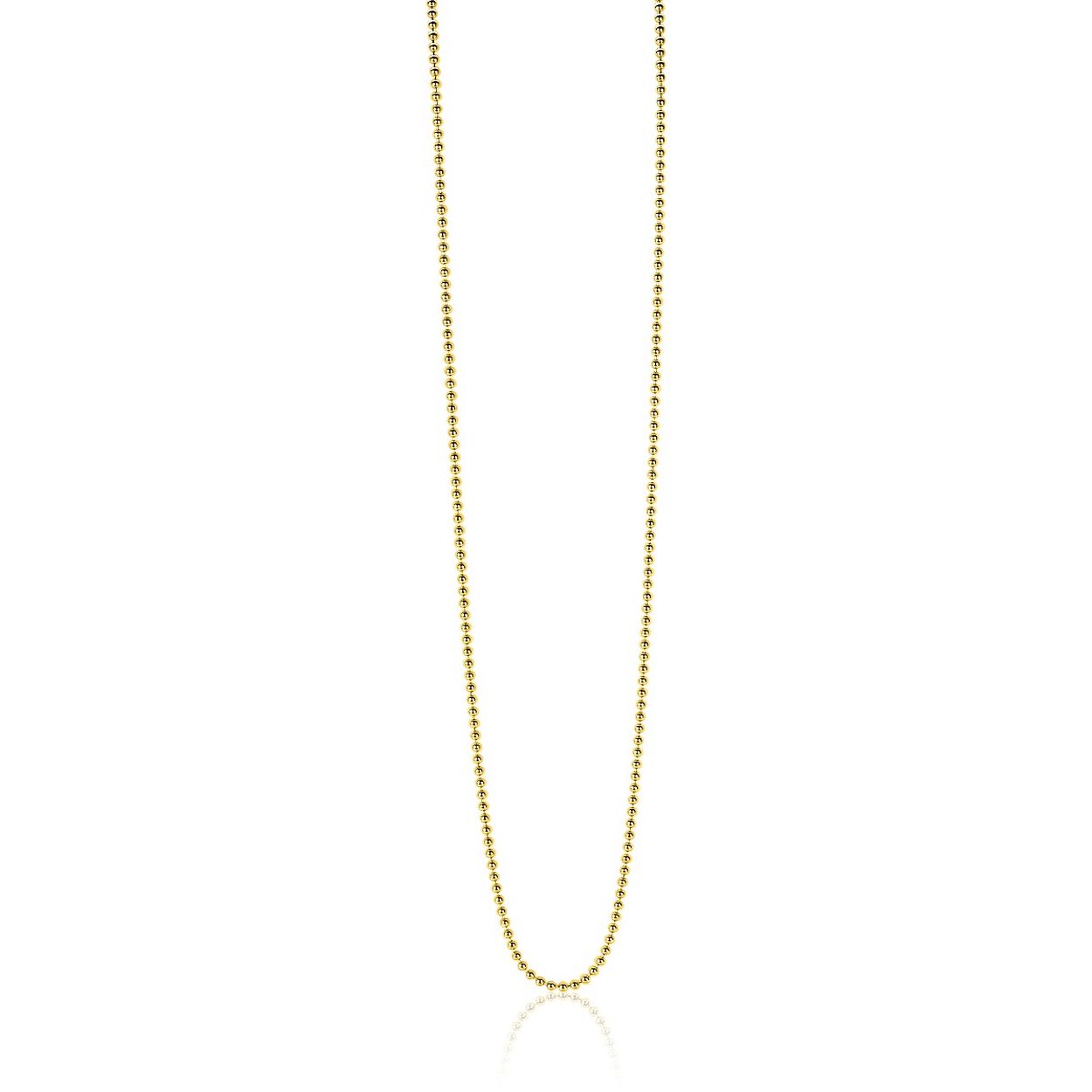 ZINZI zilveren bolletjes ketting (1mm breed) in geelgoud verguld. Ideaal om je hanger aan te hangen. Kies zelf de lengte die bij je past: keuze uit 42cm, 45cm, 60cm, 70cm, 80cm en 90cm. Iedere ketting heeft een extra verlengstukje van 3 cm, zodat ook hiermee de lengte iets te variëren is. De verschillende lengte-kettingen zijn gemakkelijk met elkaar te combineren om je hals. Met herkenbaar Zinzi hartje bij de sluiting. Vervaardigd van eerste gehalte zilver (925) en extra geelgoud verguld.