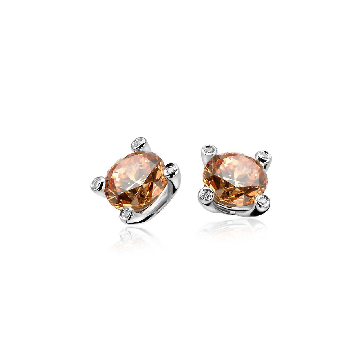 Zinzi zilveren oorknoppen champagne ZIO1022C