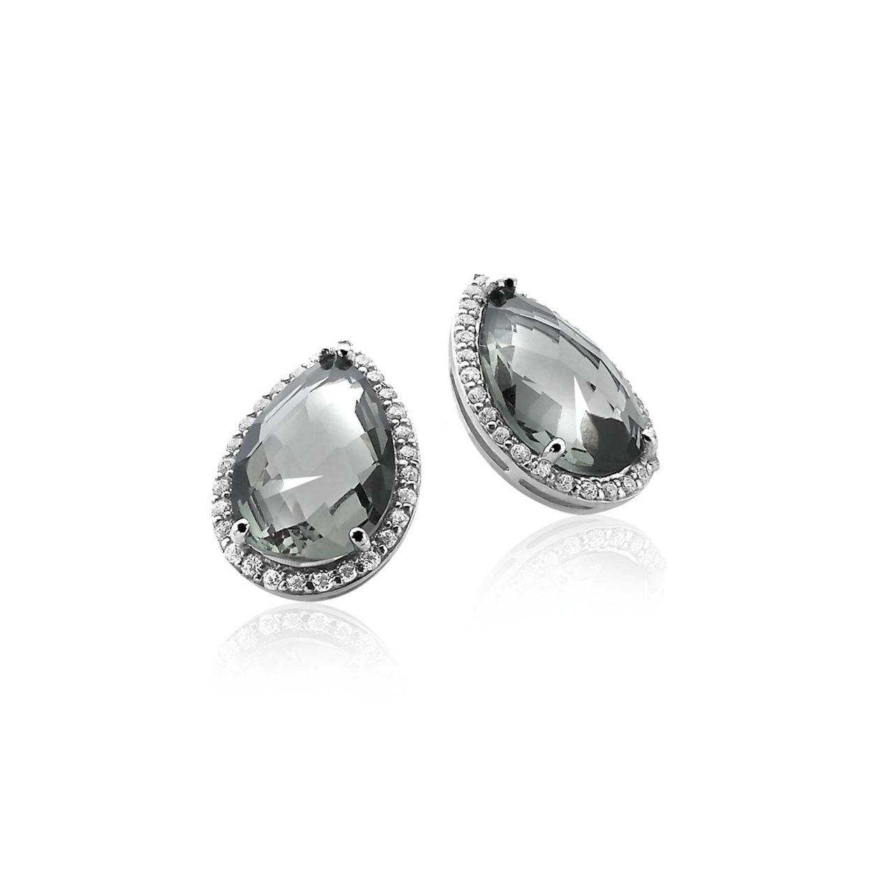 Zinzi zilveren oorsieraden blauwgrijs wit ZIO1042