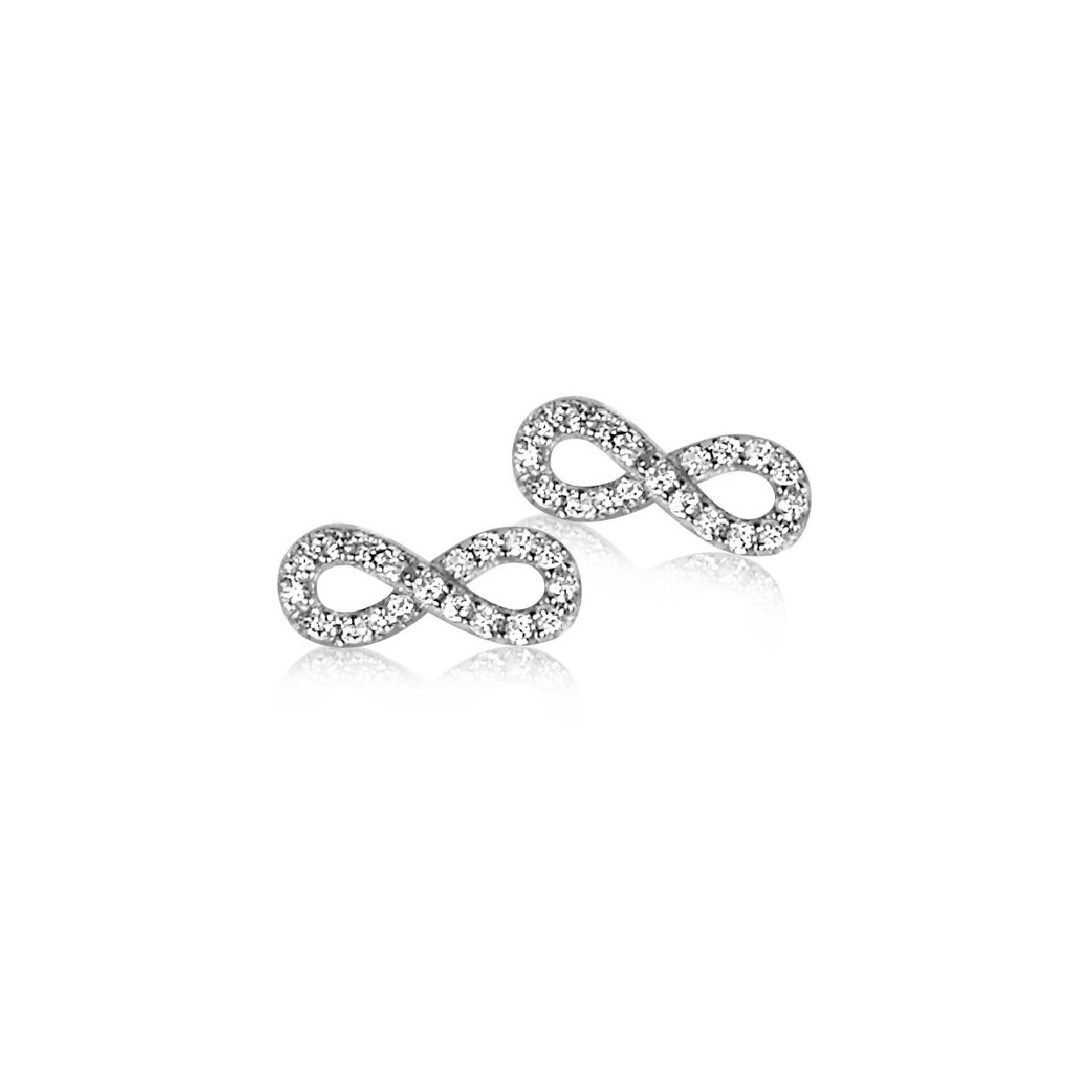ZINZI zilveren oorknoppen met het Infinity teken, gezet met witte zirconia's. "Infinity" is een mooi teken, dat staat voor de eeuwige liefde & eeuwige schoonheid. Vervaardigd van eerste gehalte zilver (925) en met extra rodiumlaag voor een langdurige glans.