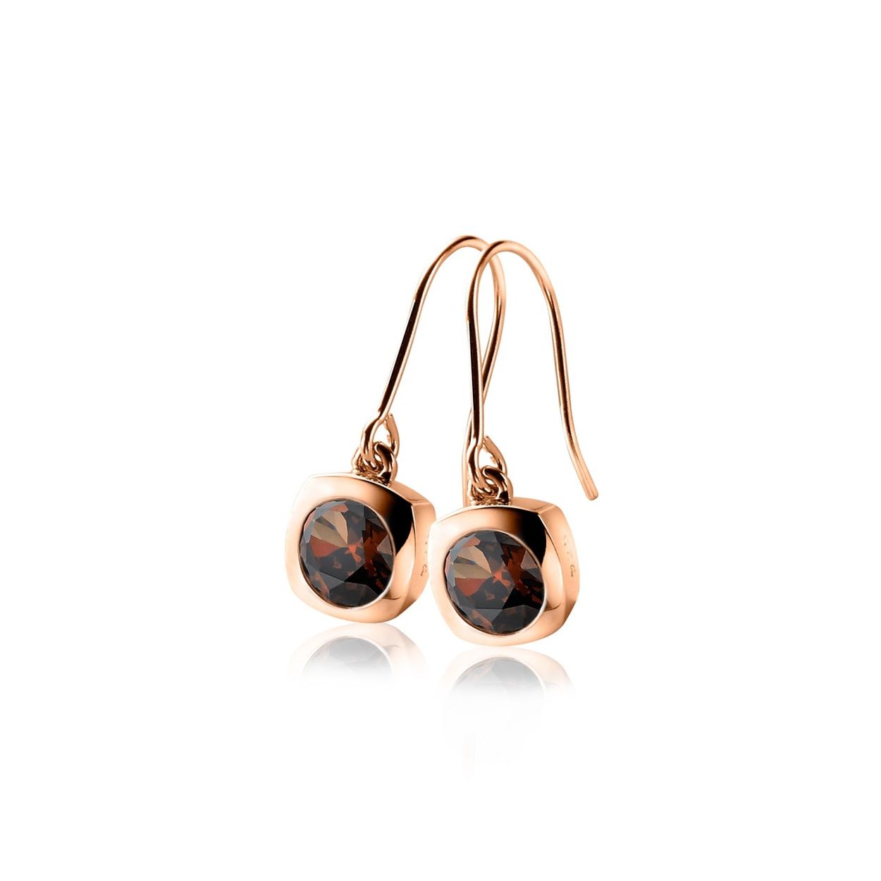 ZINZI zilveren oorhangers ros� verguld bruin ZIO1150E
