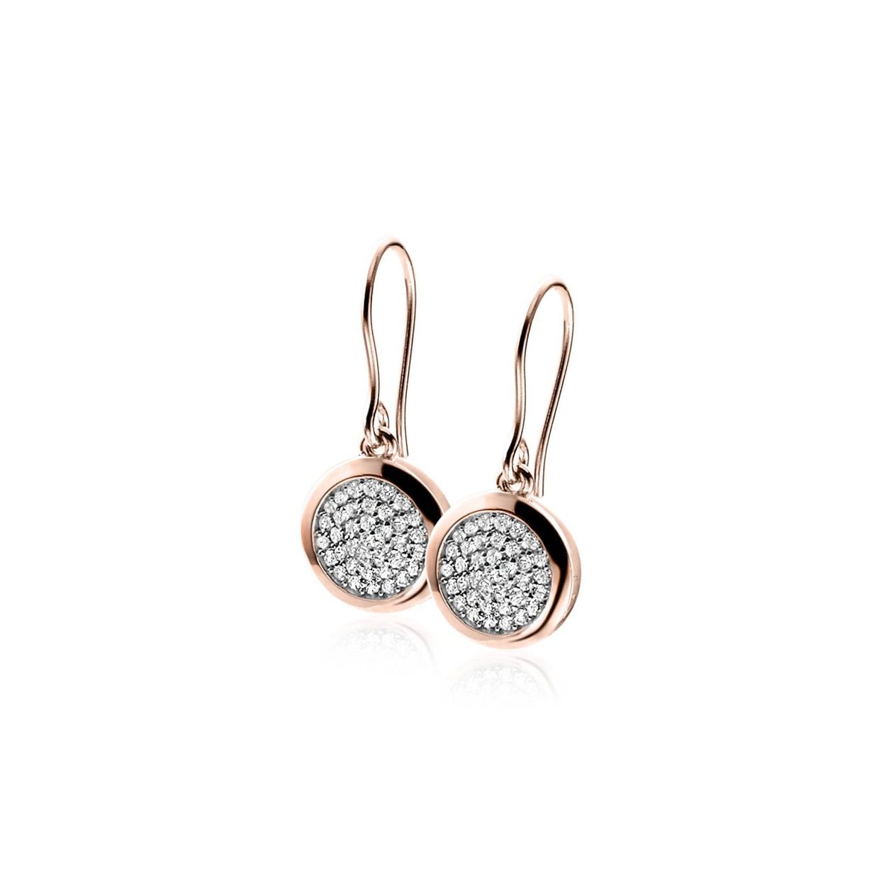 ZINZI zilveren oorhangers ros� verguld wit ZIO1151DH