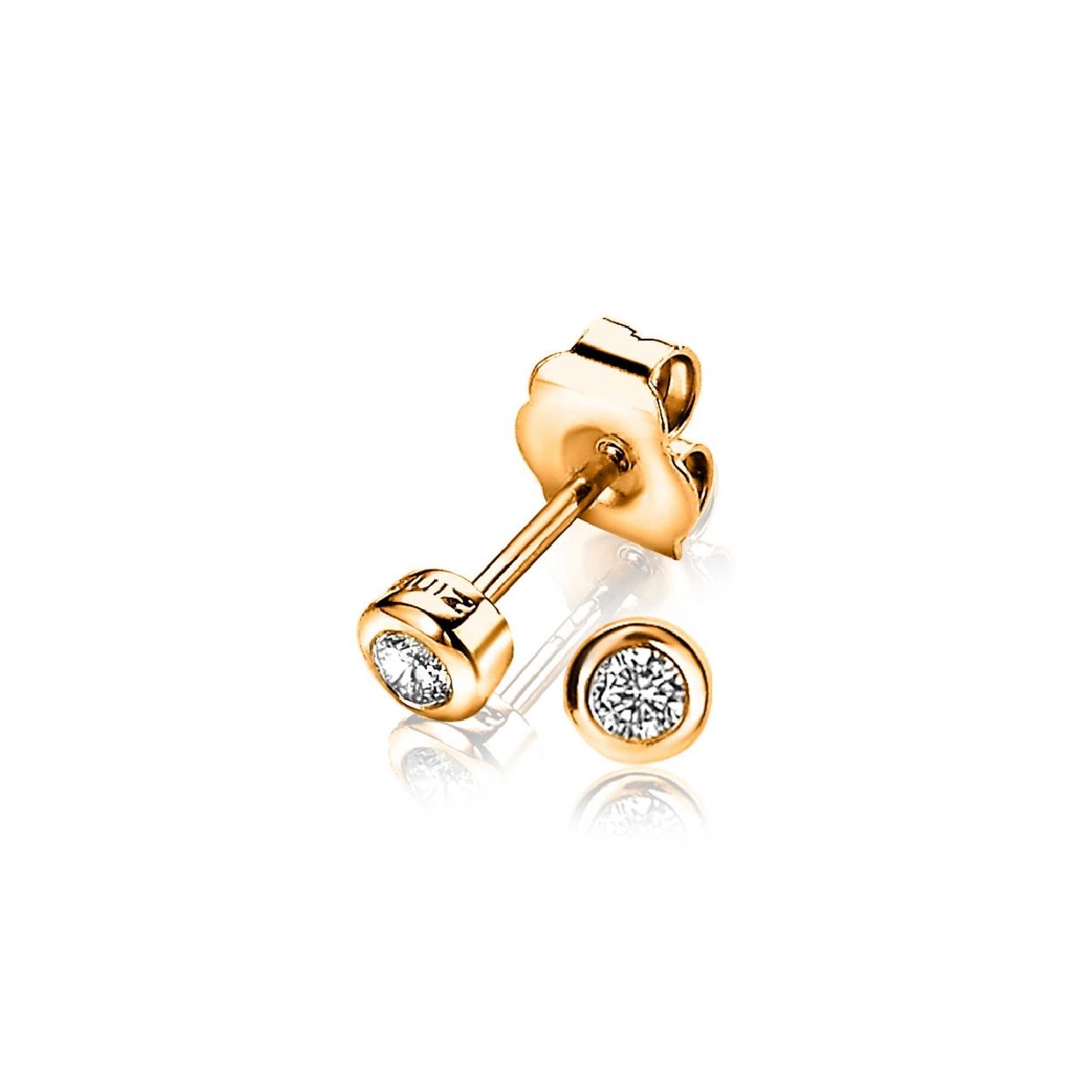 Zinzi zilveren oorknoppen 14K rose verguld rond 4mm wit ZIO1177R