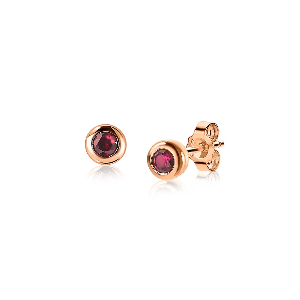 ZINZI zilveren rose vergulde oorknoppen 4mm rode kleursteen ZIO1177RR