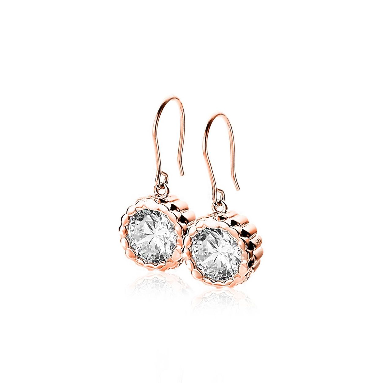 ZINZI zilveren ronde oorhangers ros� verguld ZIO1182D