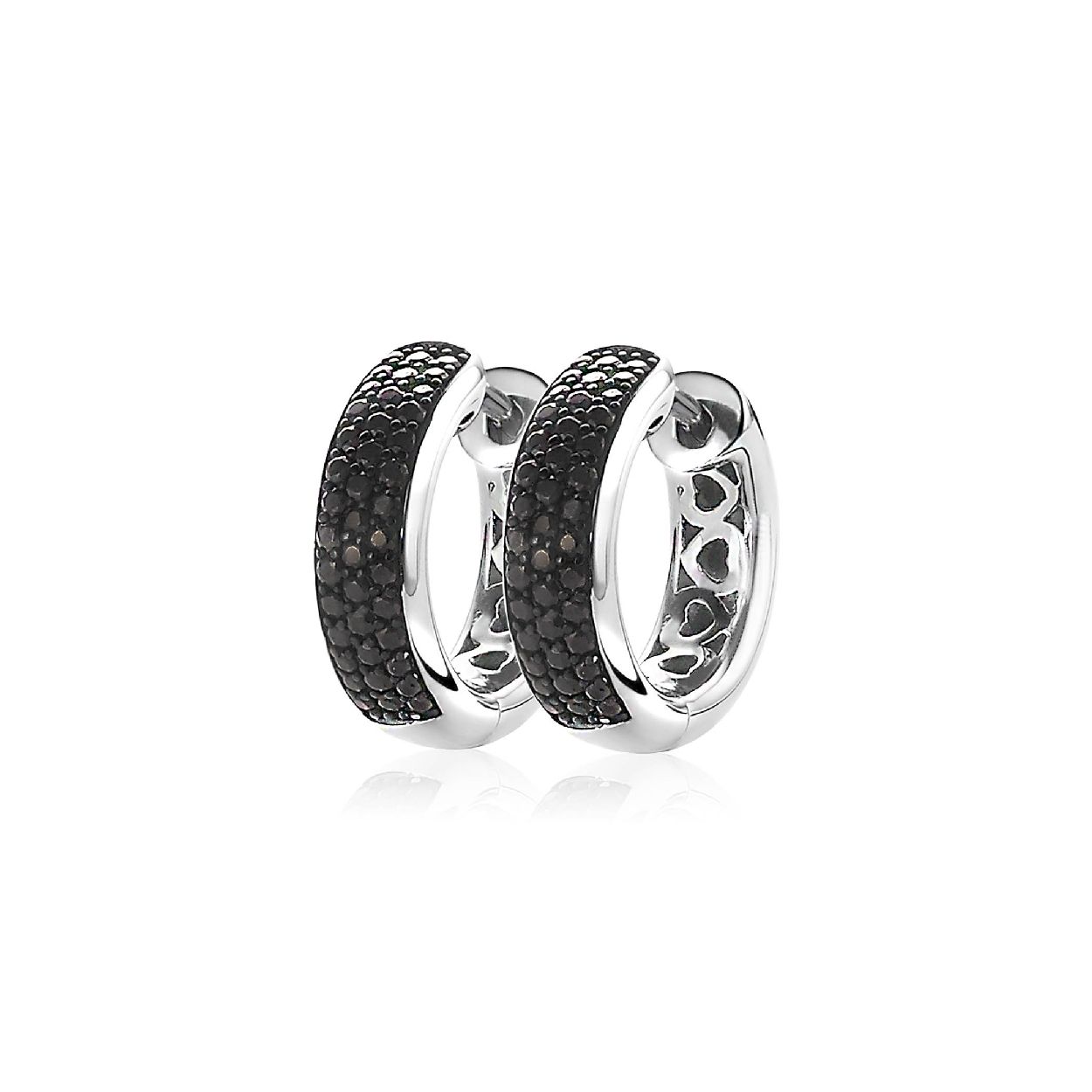 ZINZI zilveren creolen 17 x 5mm zwart ZIO1183Z