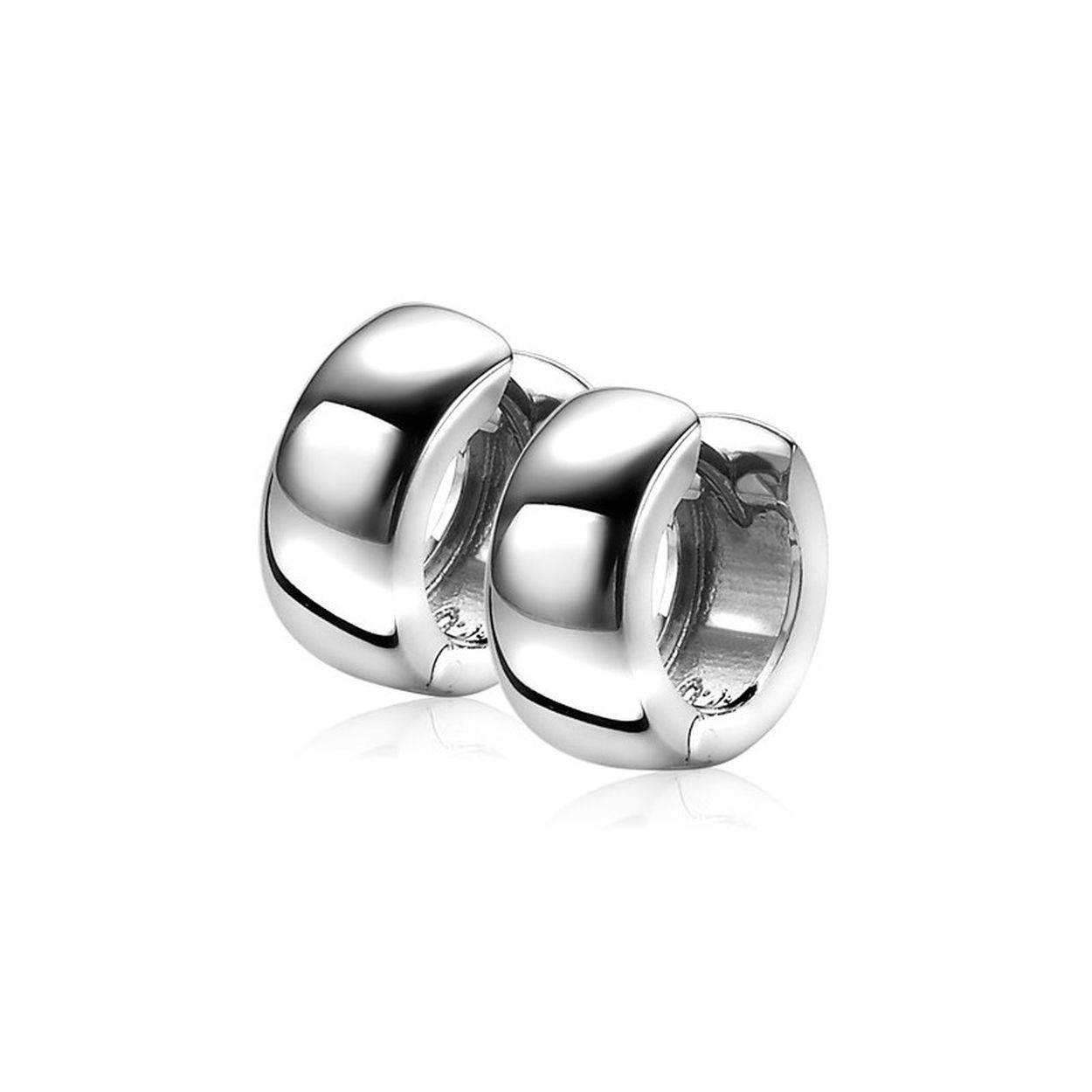 ZINZI zilveren klapcreolen bolle buis 17 x 8mm