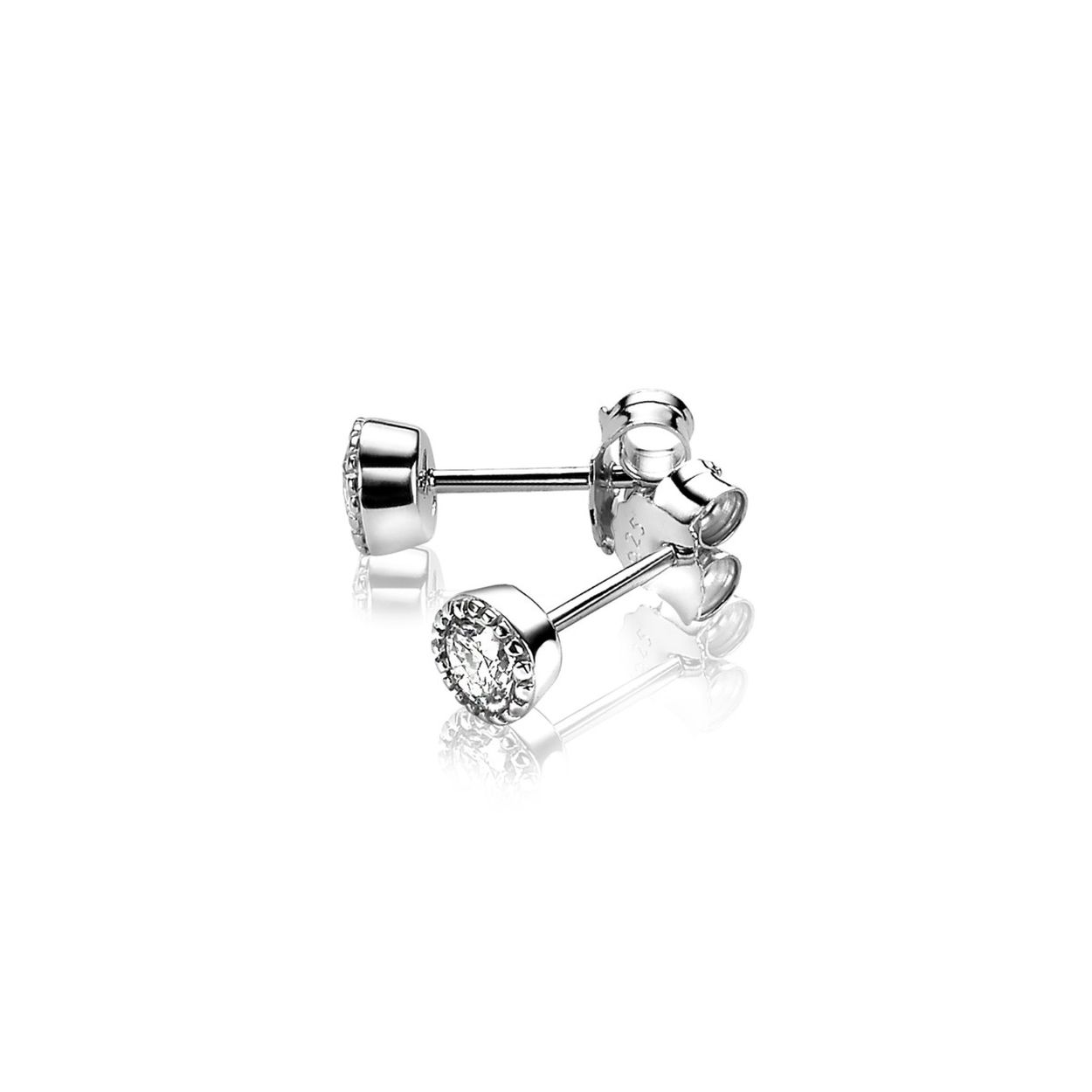 Zinzi zilveren oorknoppen rond 5mm wit ZIO1263