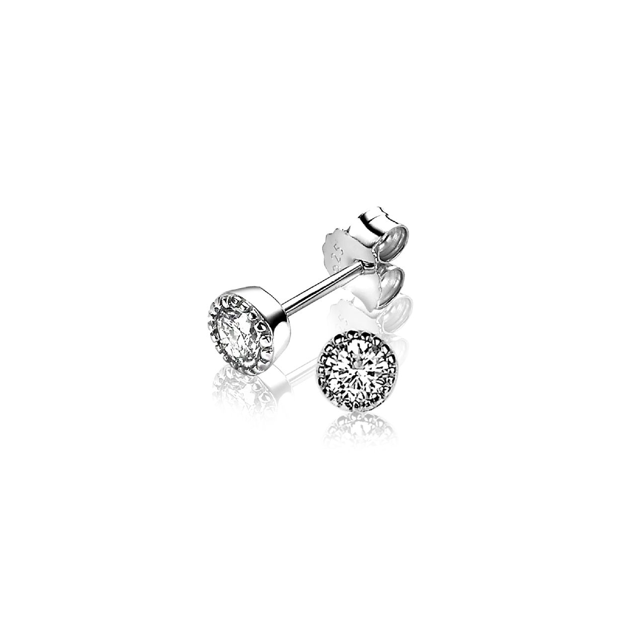 Zinzi zilveren oorknoppen rond 5mm wit ZIO1263
