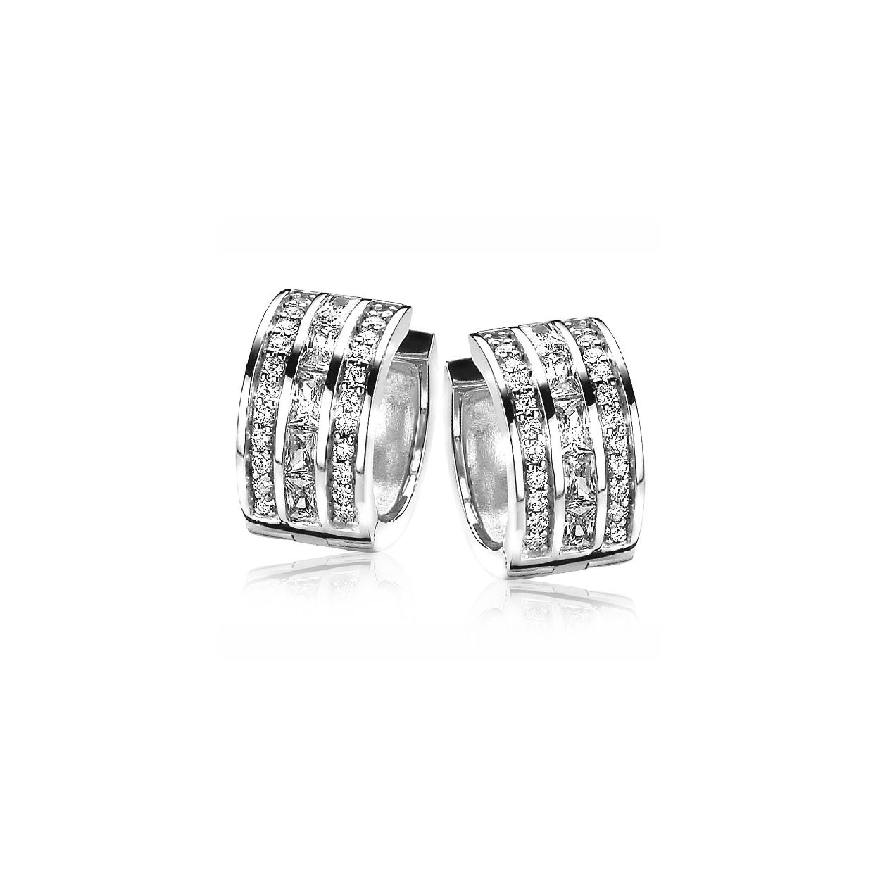 Zinzi zilveren creolen 14 x 8mm wit ZIO1264