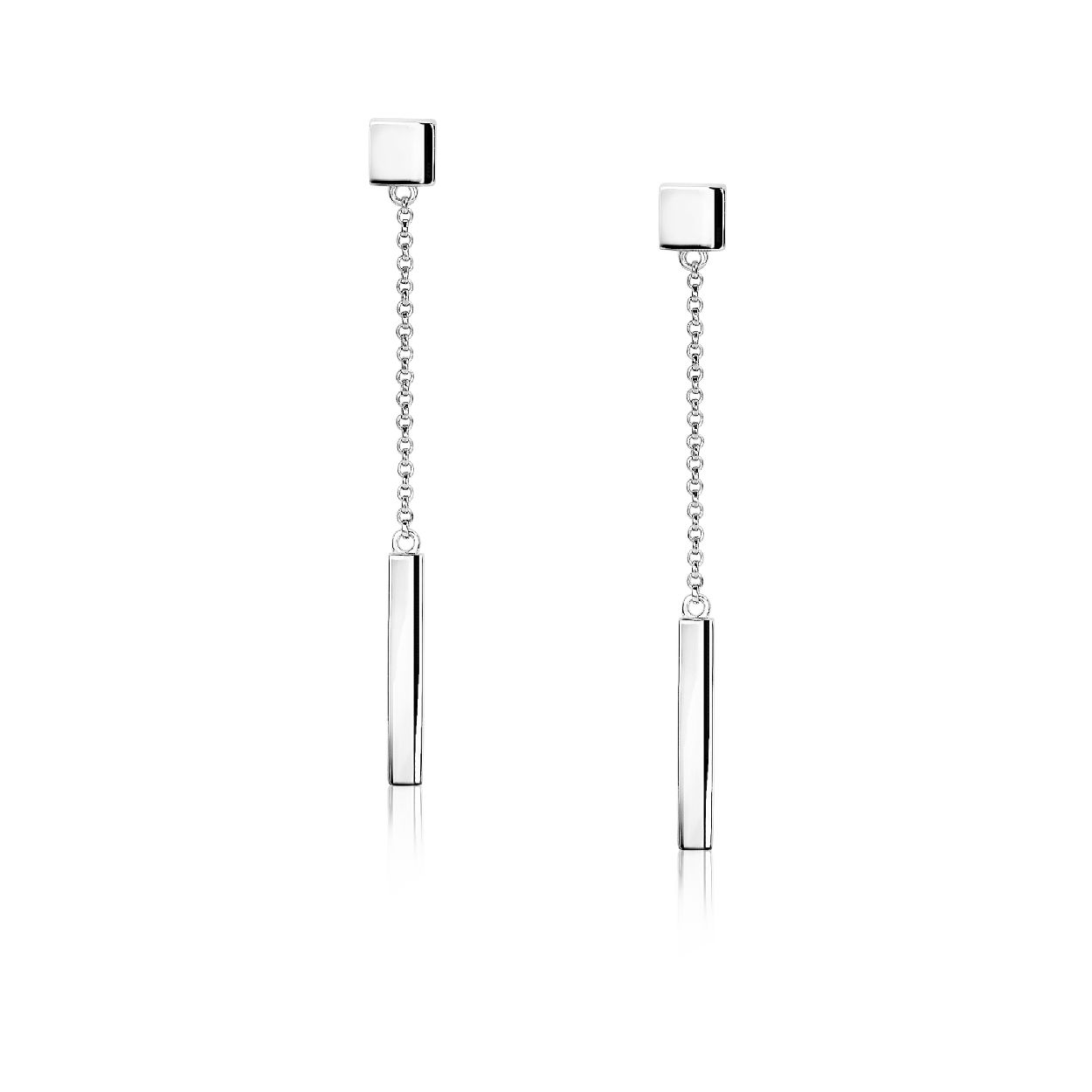 ZINZI zilveren oorhangers lang glad staafje 50mm ZIO1308