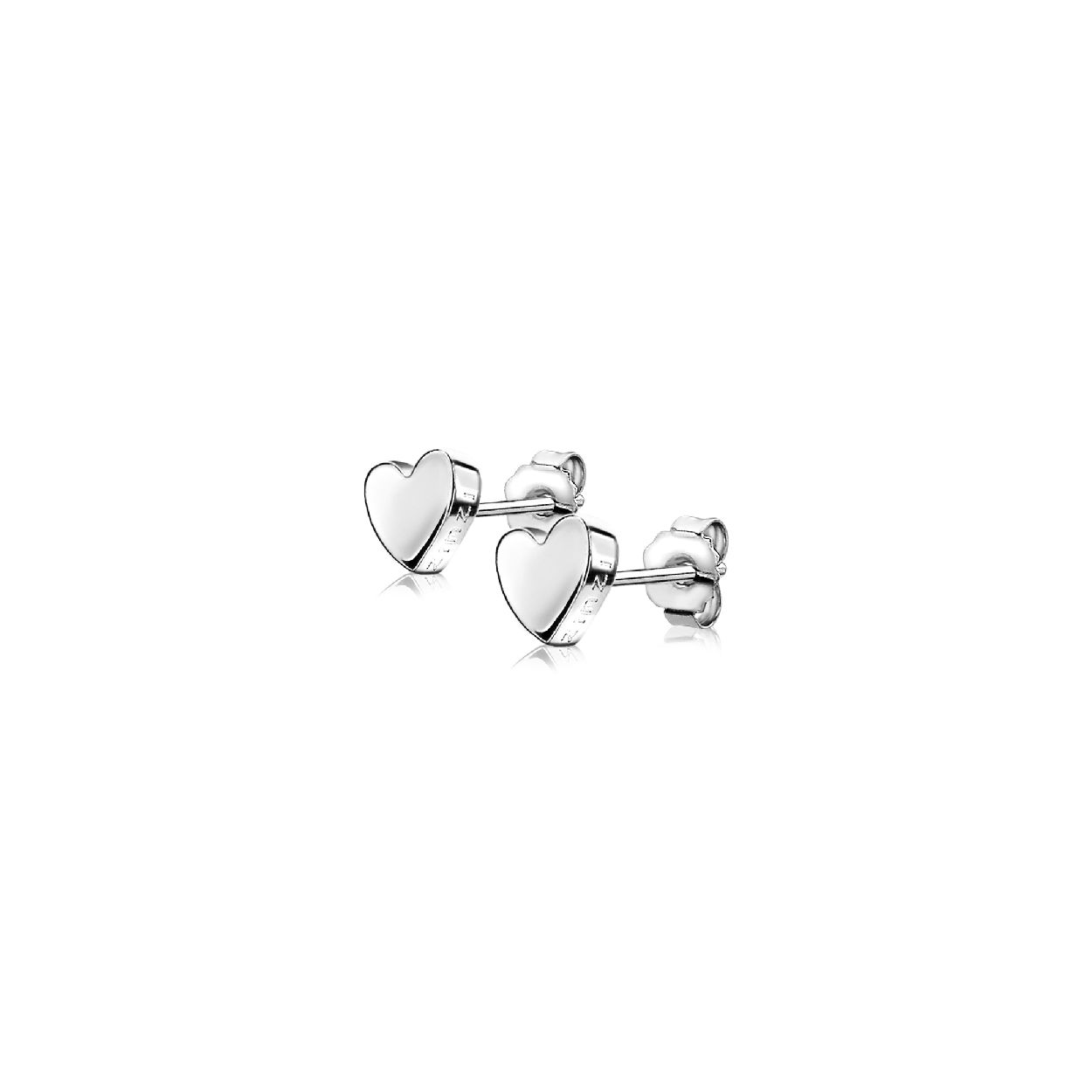 ZINZI zilveren oorknoppen glad hart 6mm ZIO1378