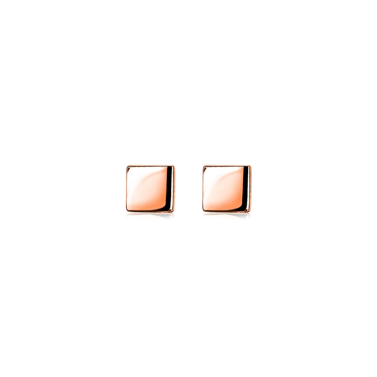 ZINZI zilveren oorknoppen rose verguld glad vierkant 5,5mm ZIO1381R