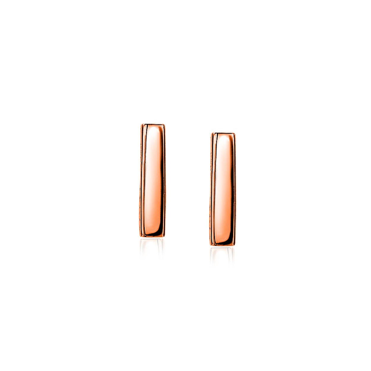 ZINZI zilveren oorknoppen rose verguld glad staafje 12mm ZIO1384R