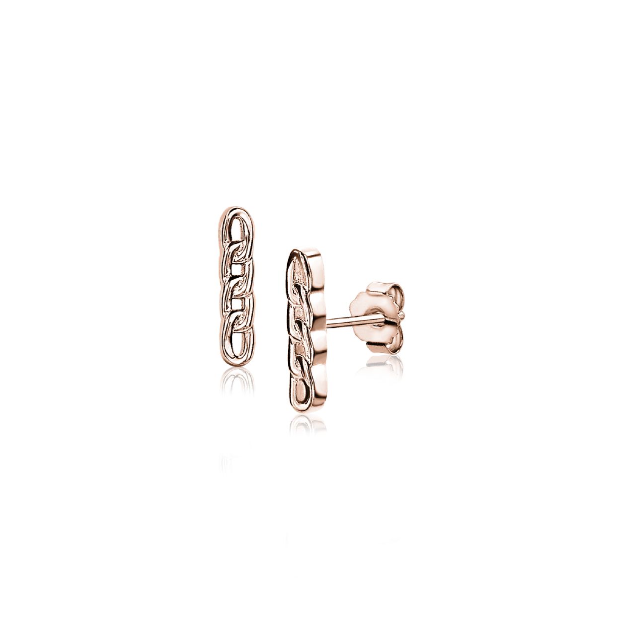 ZINZI zilveren oorknoppen rose verguld staafje gourmet 12mm ZIO1385R
