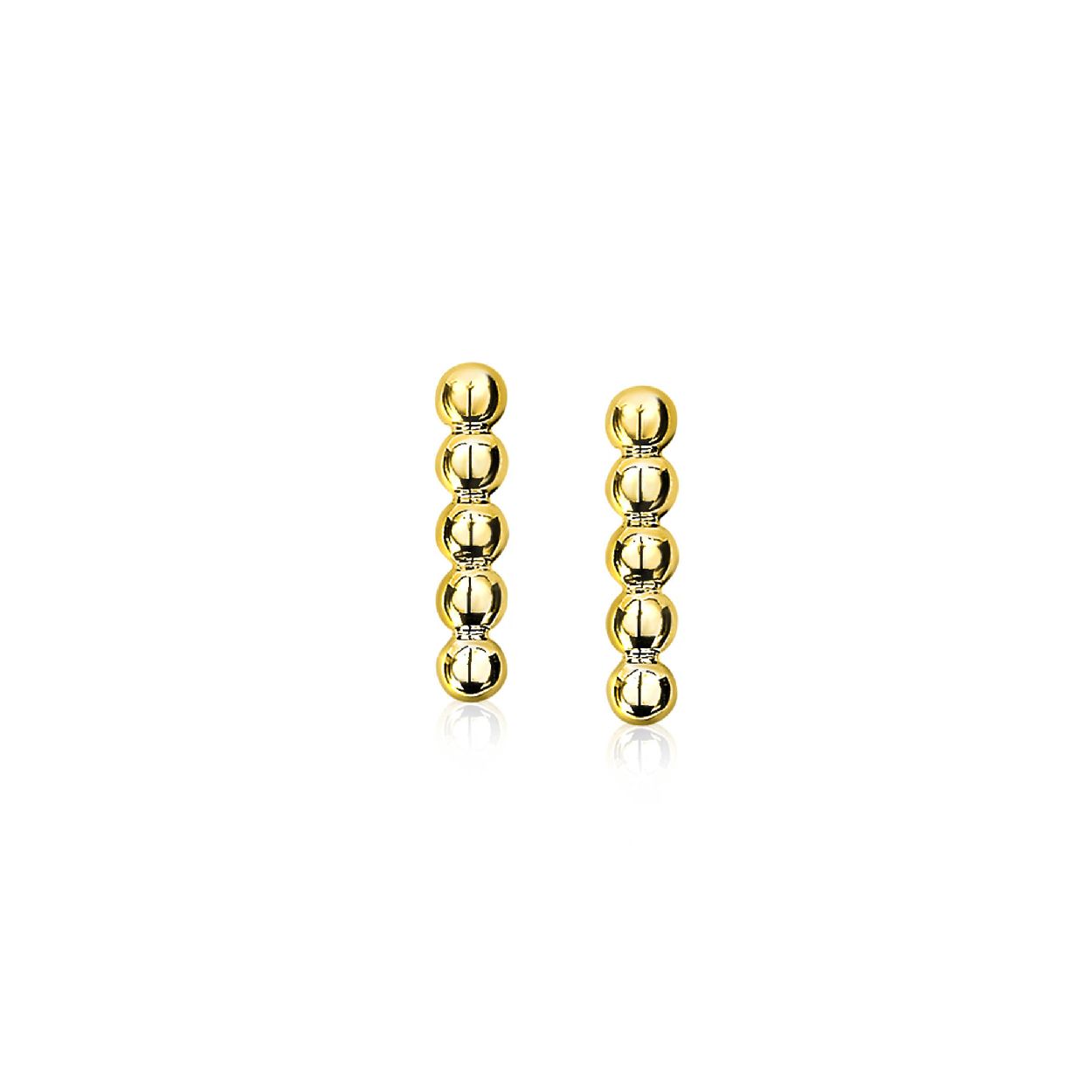 ZINZI zilveren oorknoppen geel verguld staafje bol 12mm ZIO1386G