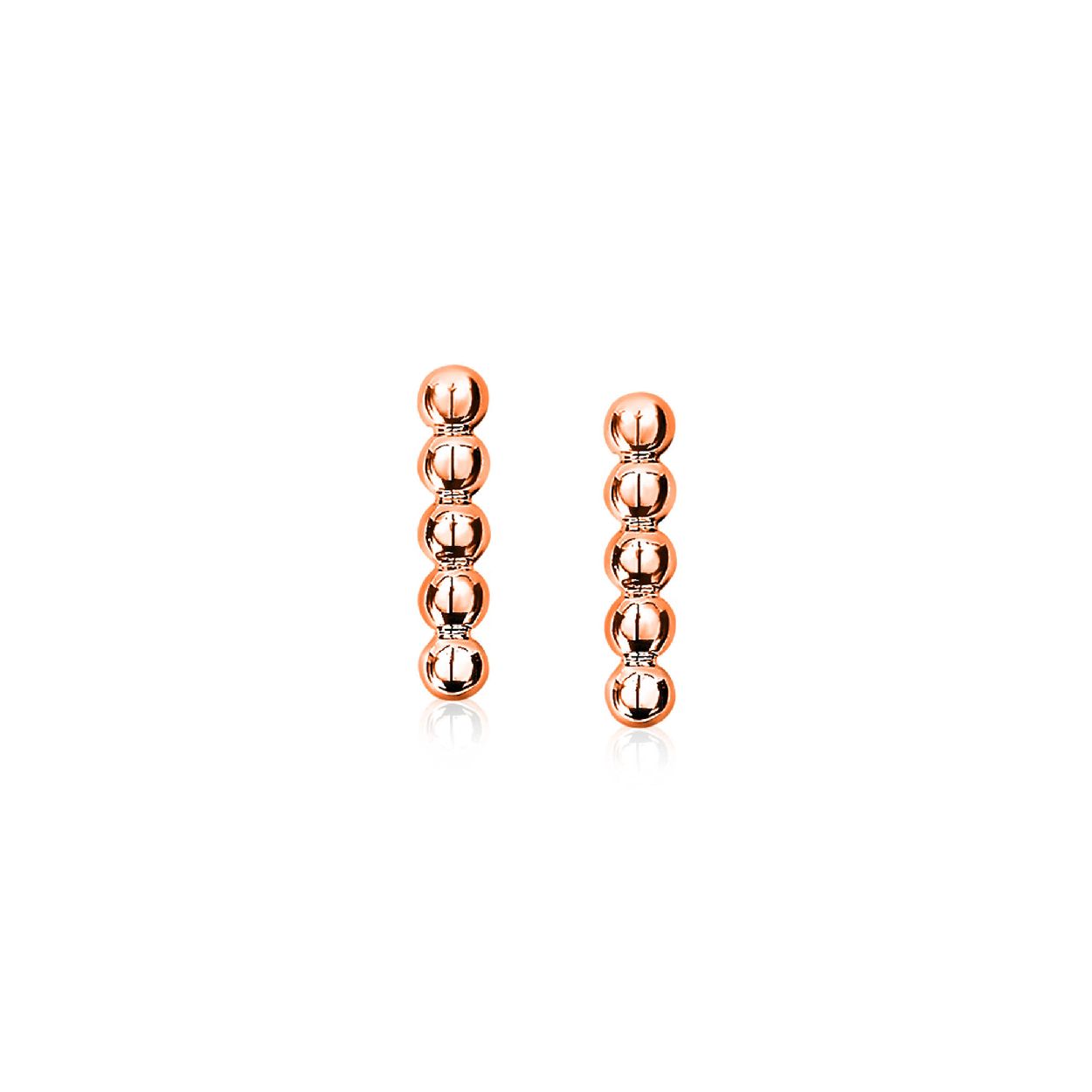 ZINZI zilveren oorknoppen rose verguld staafje bol 12mm ZIO1386R