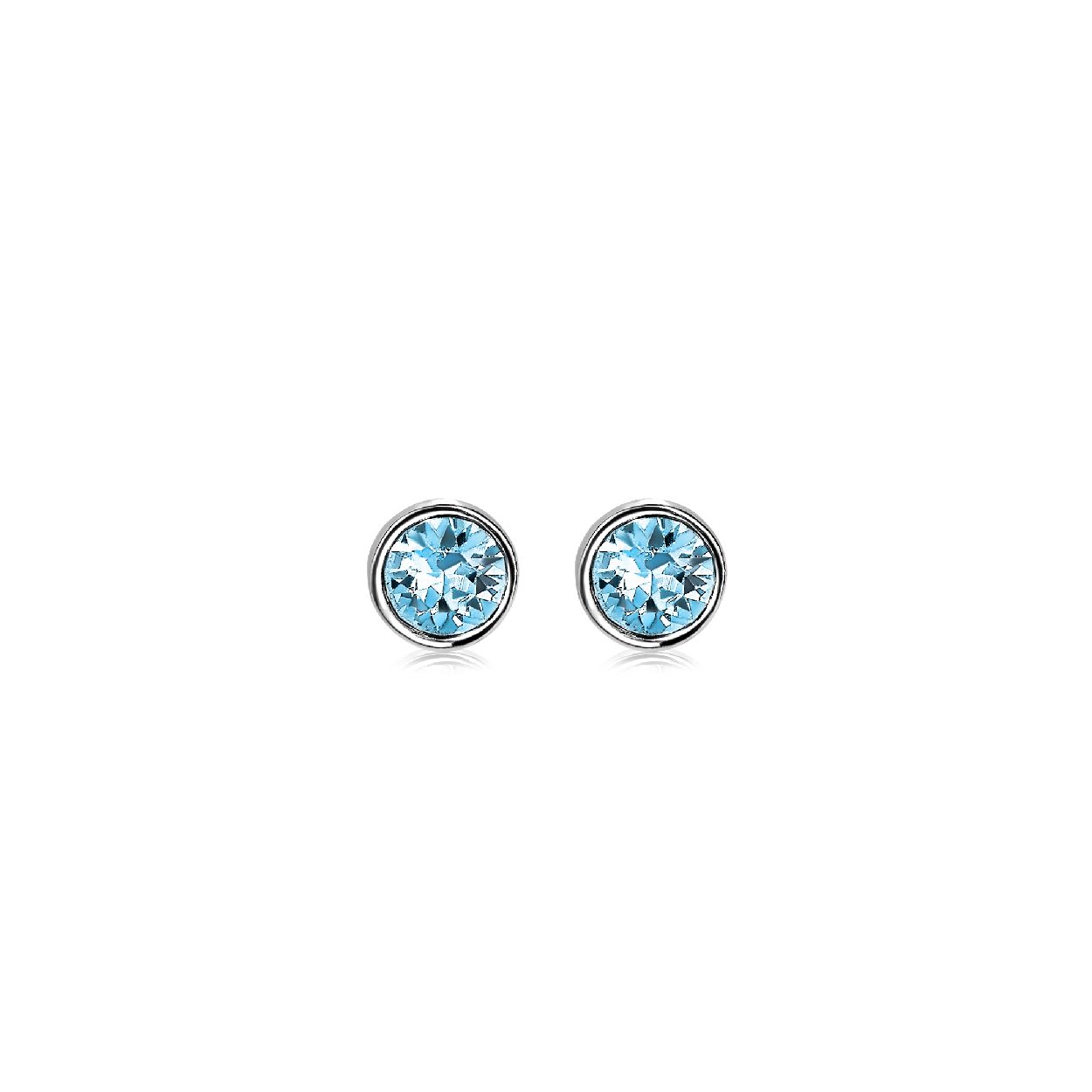 ZINZI zilveren oorknoppen 6,5mm rond aqua blauw ZIO1423A