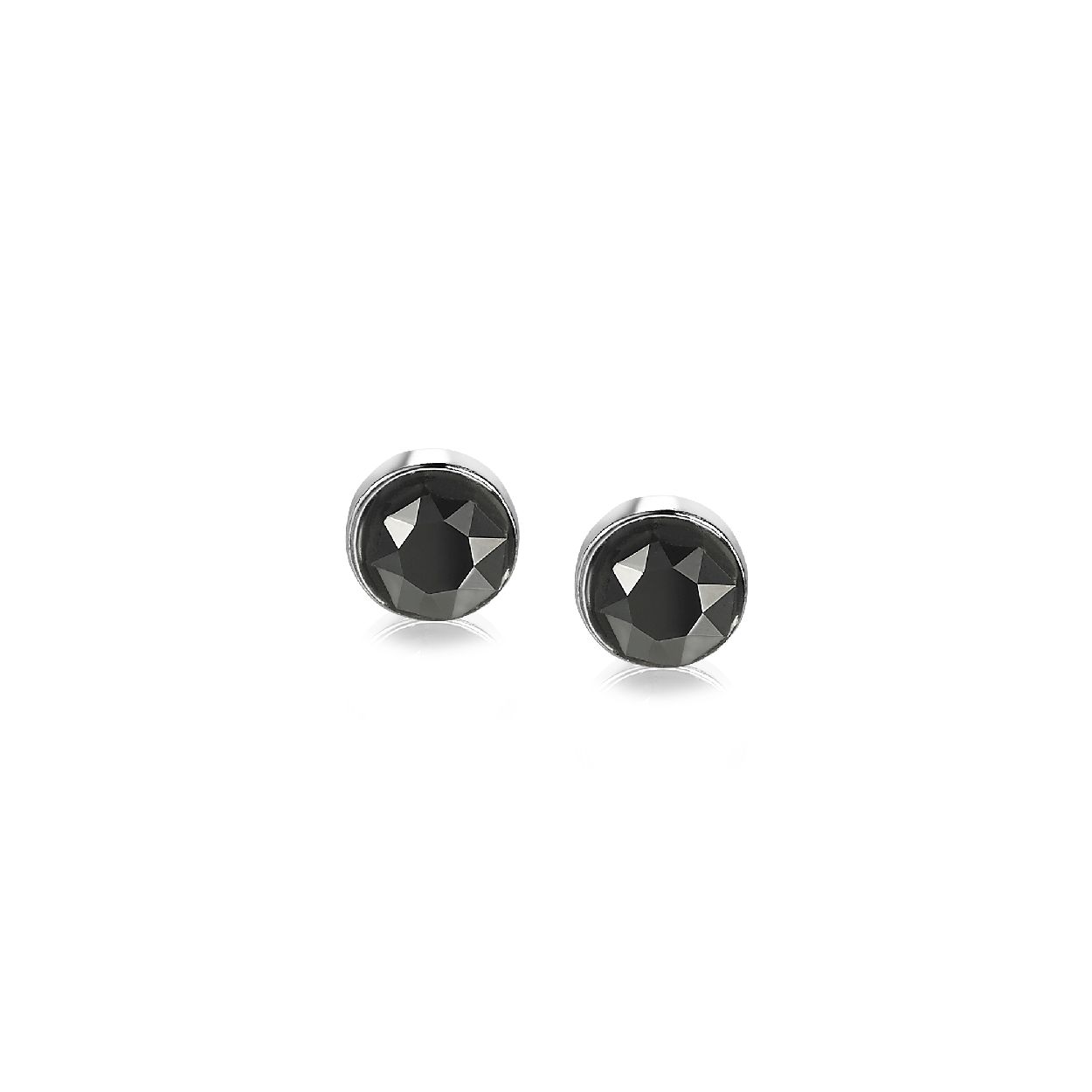ZINZI zilveren oorknoppen 6,5mm rond zwart ZIO1423Z