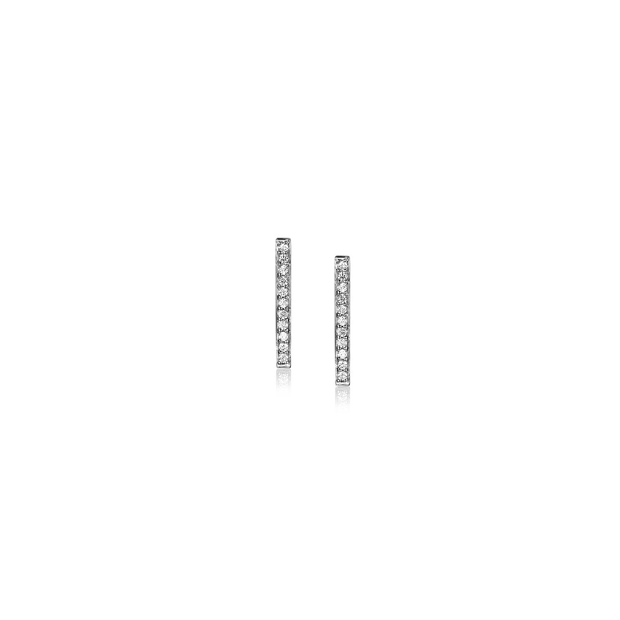 ZINZI zilveren oorknoppen staafje 16mm wit ZIO1466Z