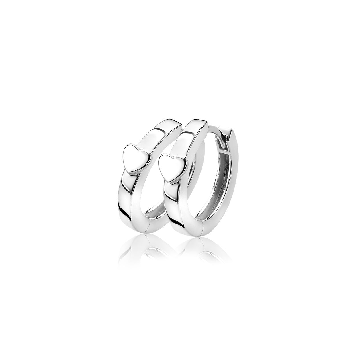 ZINZI zilveren creolen 15 x 3mm hart ZIO1508