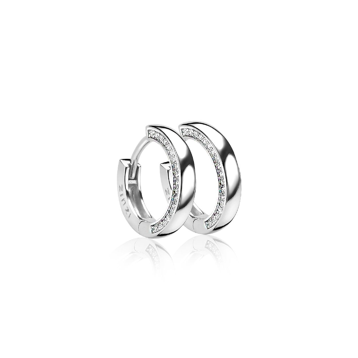 ZINZI zilveren creolen 17 x 3mm wit ZIO1513