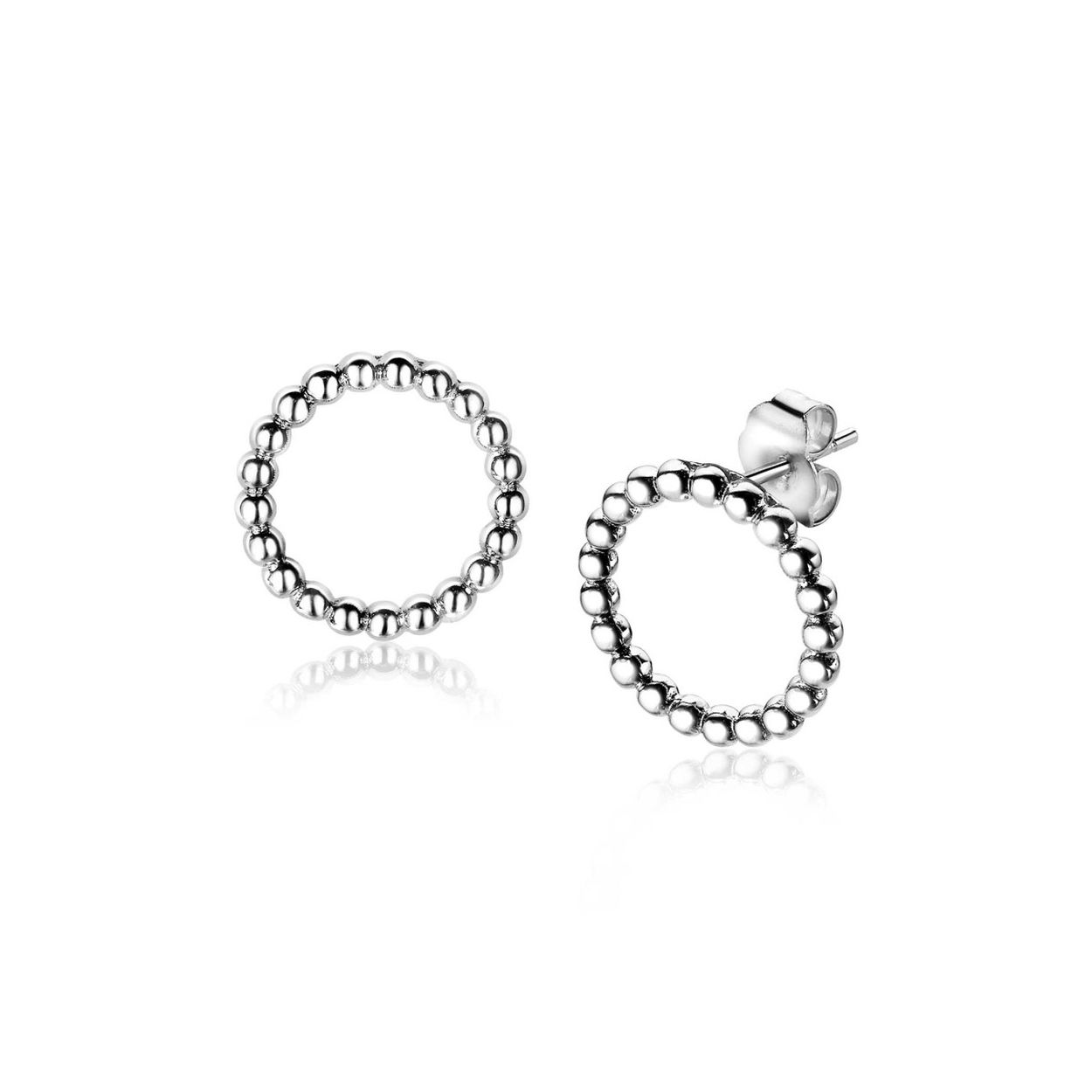 ZINZI zilveren oorknoppen rond open 14mm parelrand ZIO1576